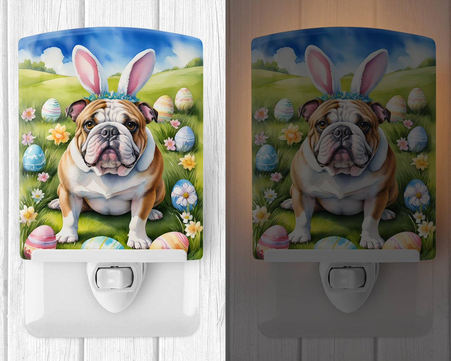 English Bulldog Easter Egg Hunt Ceramic Night Light-1