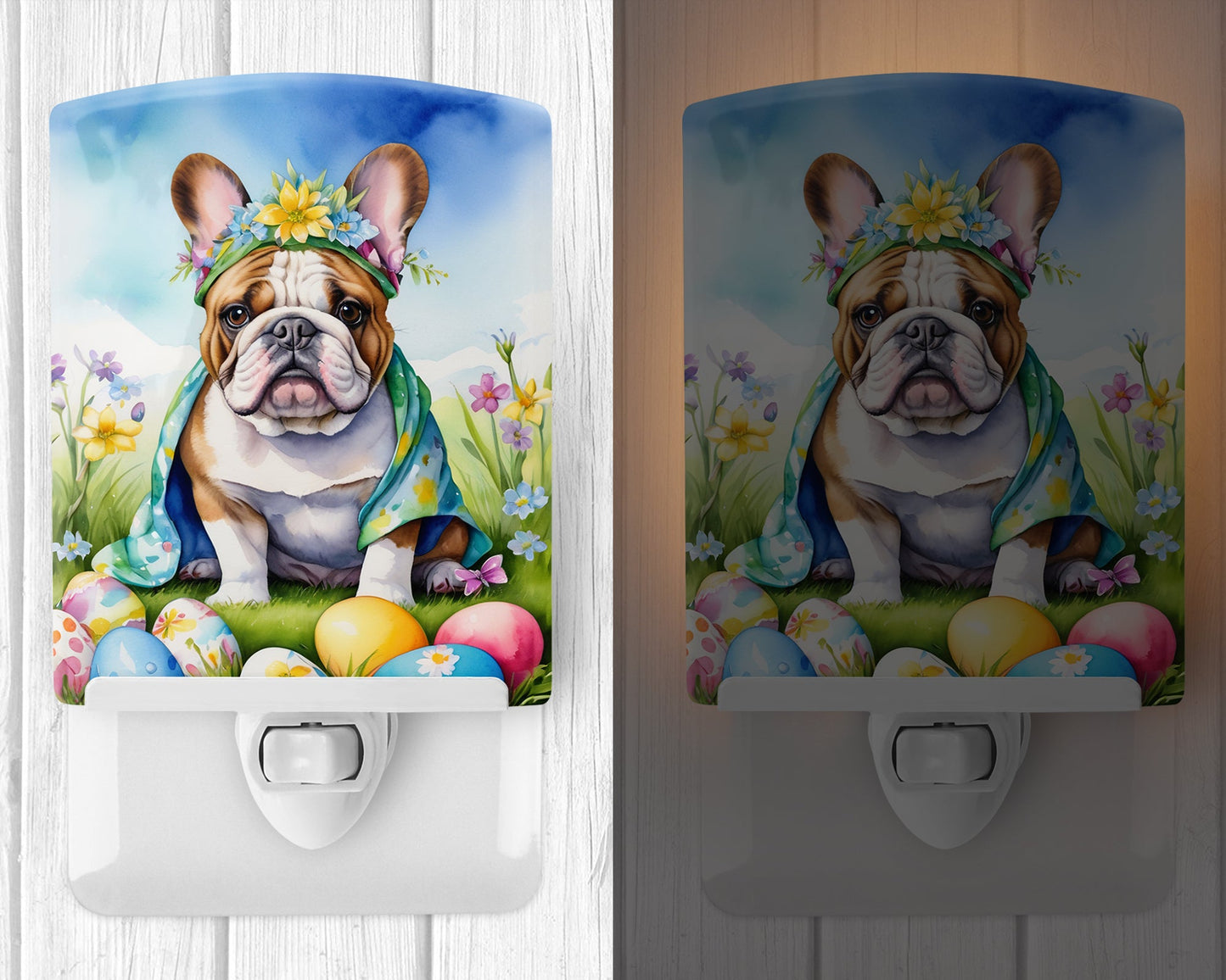 English Bulldog Easter Egg Hunt Ceramic Night Light-1