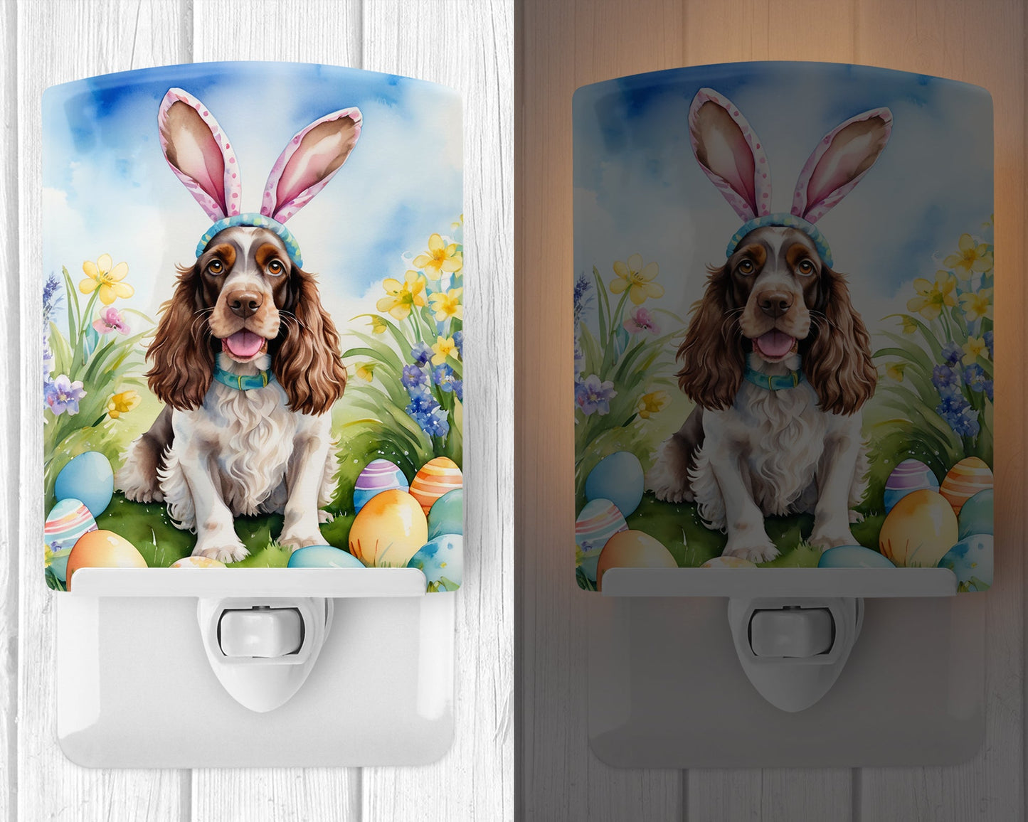 English Cocker Spaniel Easter Egg Hunt Ceramic Night Light-1