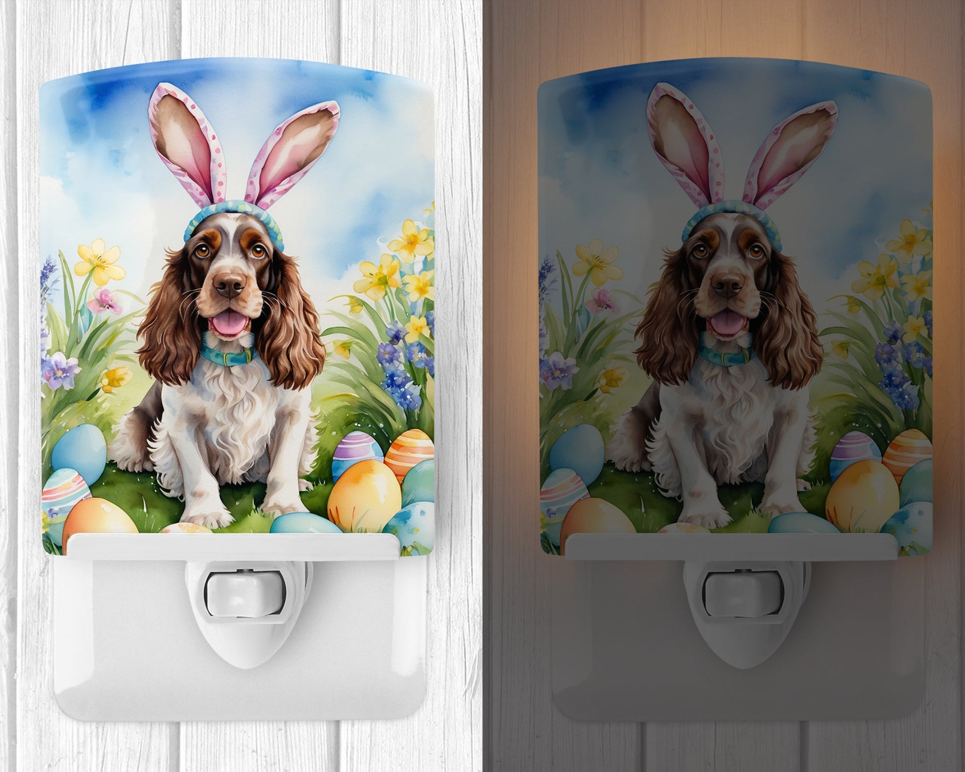 English Cocker Spaniel Easter Egg Hunt Ceramic Night Light-1