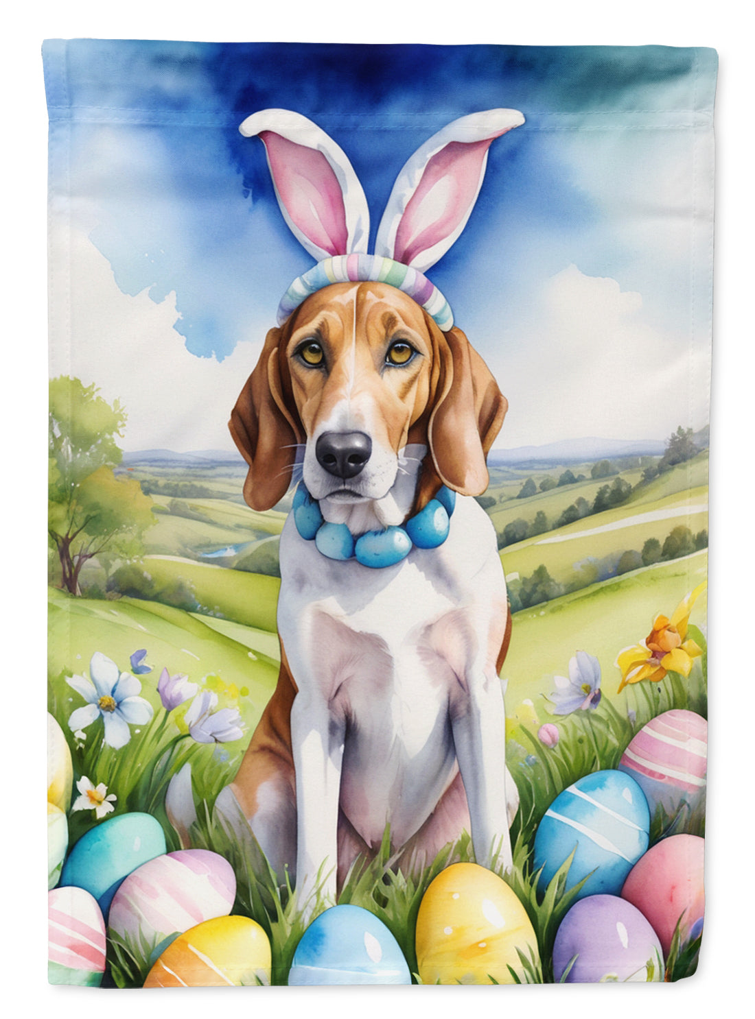 English Foxhound Easter Egg Hunt Garden Flag-0