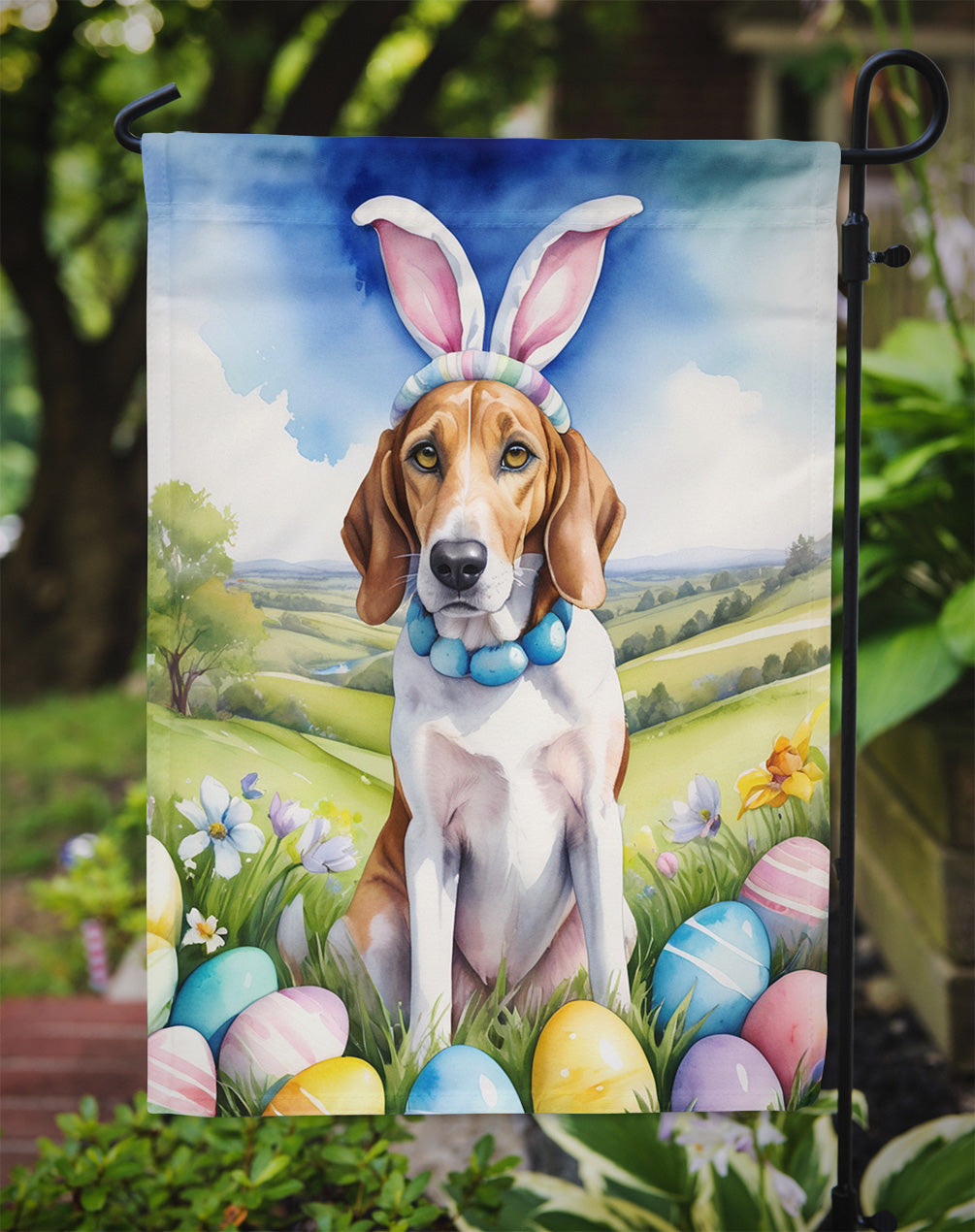 English Foxhound Easter Egg Hunt Garden Flag-2