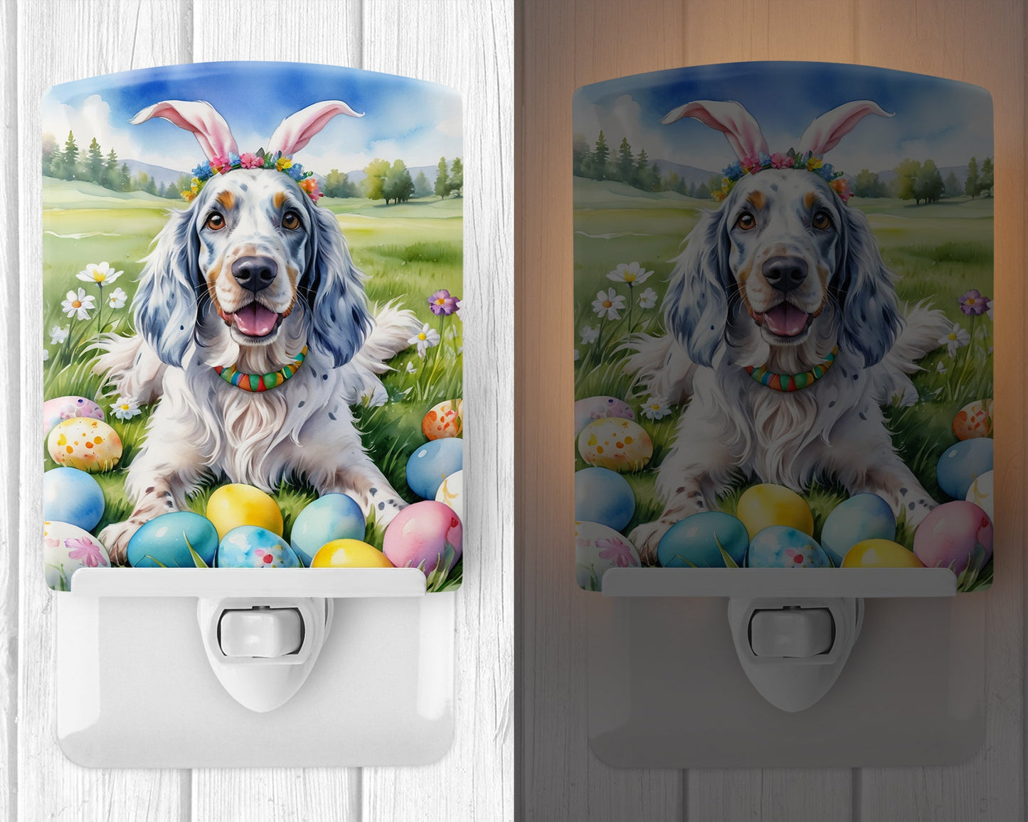 English Setter Easter Egg Hunt Ceramic Night Light-1