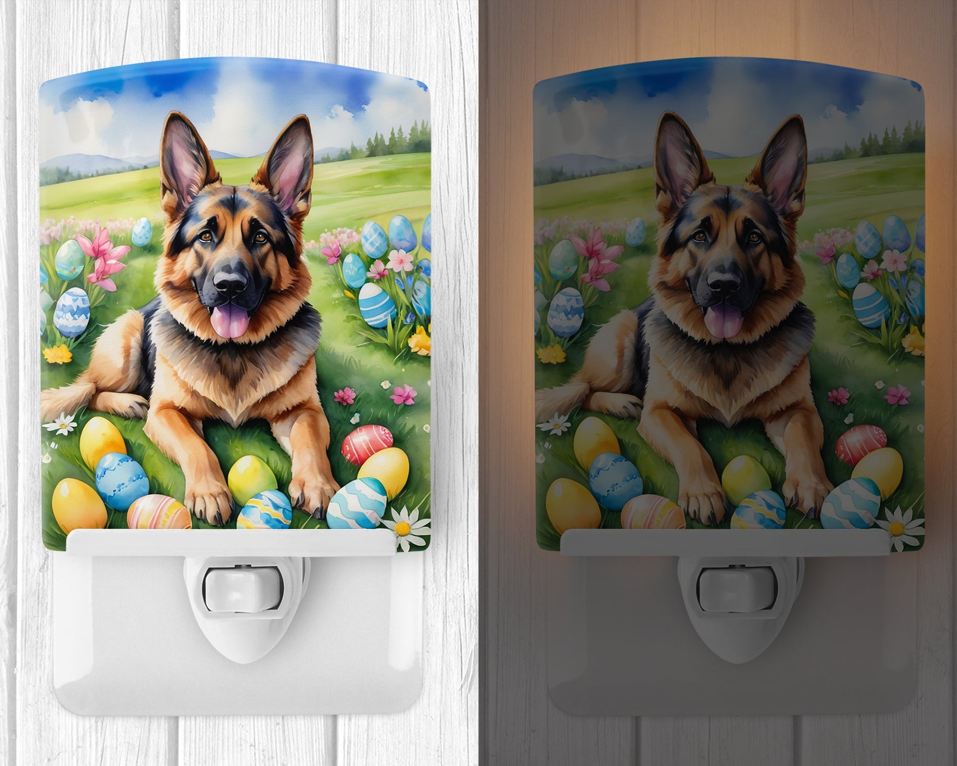 German Shepherd Easter Egg Hunt Ceramic Night Light-1