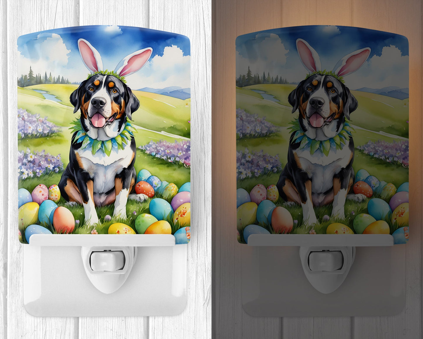 Greater Swiss Mountain Dog Easter Egg Hunt Ceramic Night Light-1