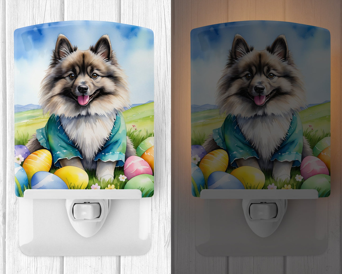 Keeshond Easter Egg Hunt Ceramic Night Light-1
