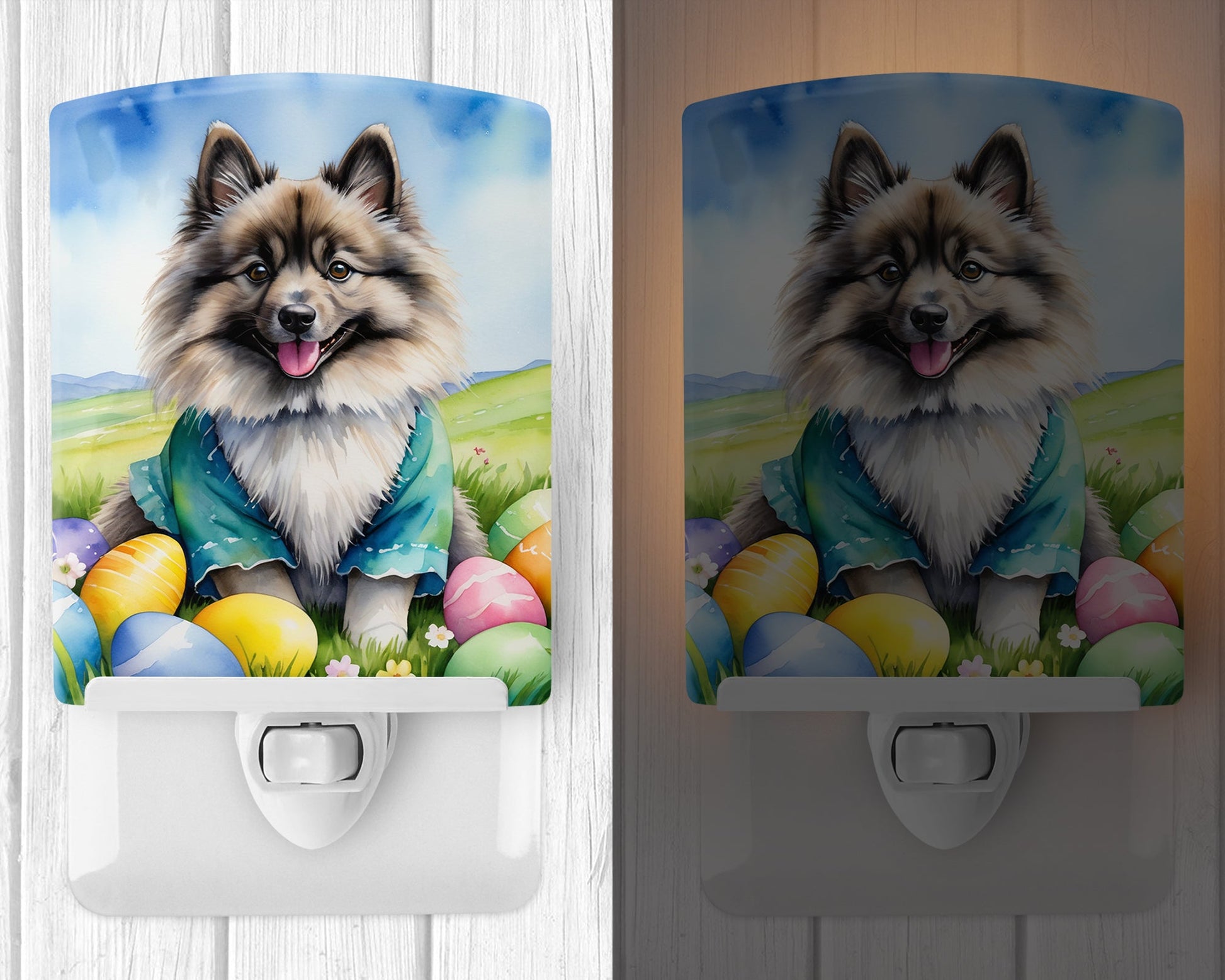 Keeshond Easter Egg Hunt Ceramic Night Light-1