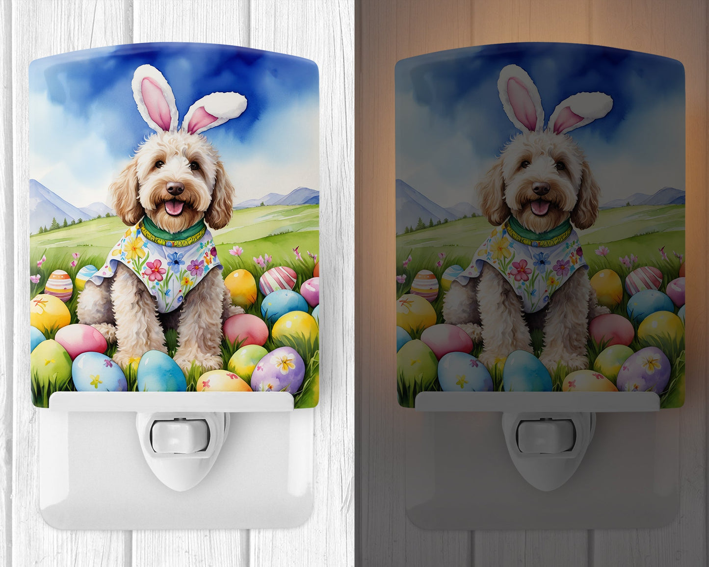 Labradoodle Easter Egg Hunt Ceramic Night Light-1