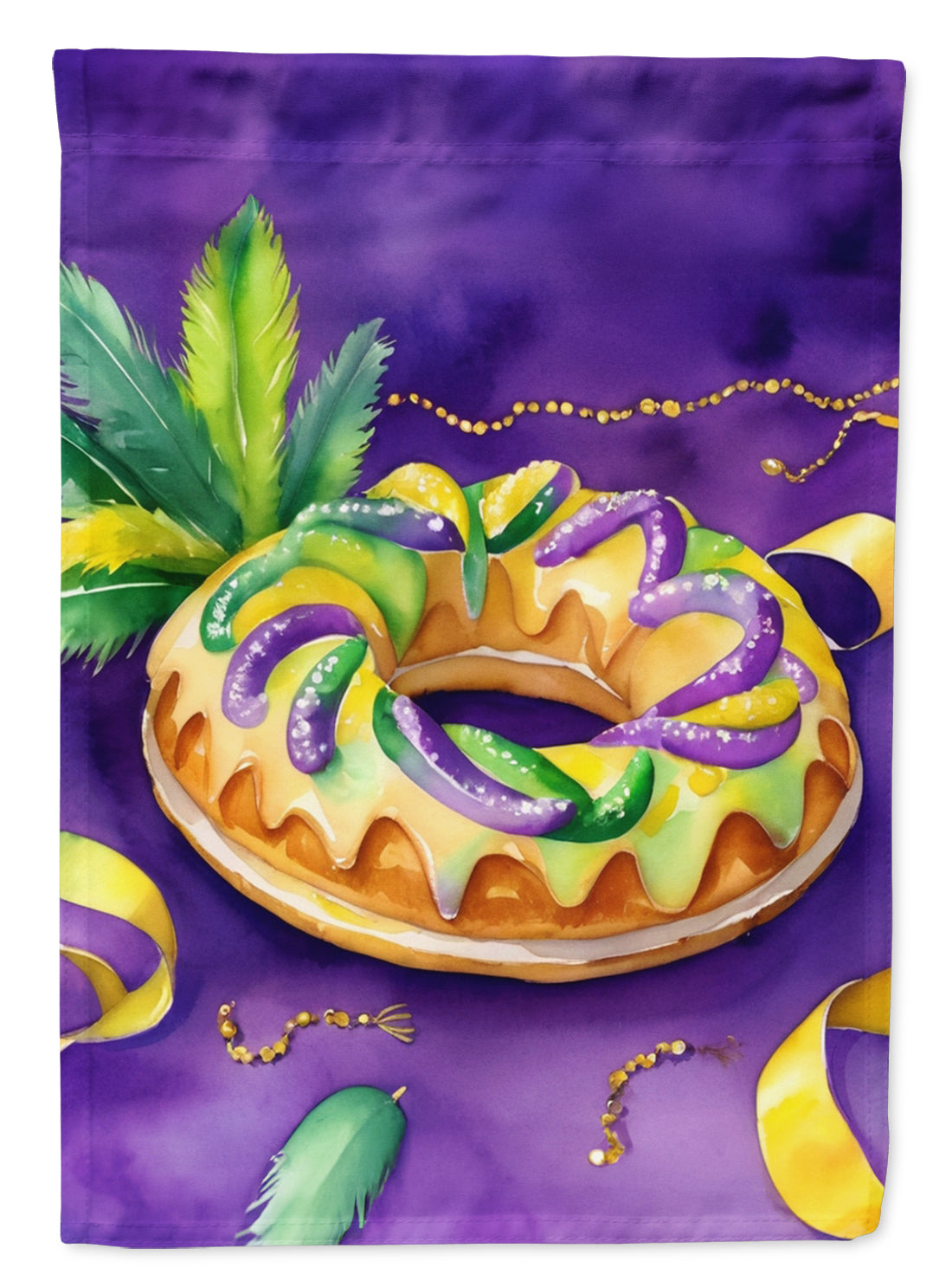 King Cake Mardi Gras House Flag-0