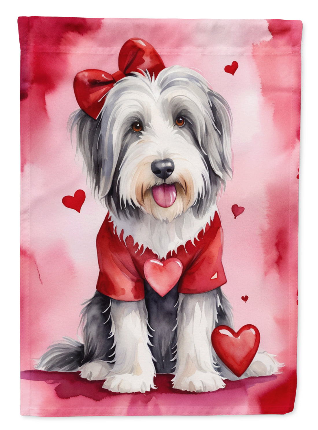 Bearded Collie My Valentine House Flag-0