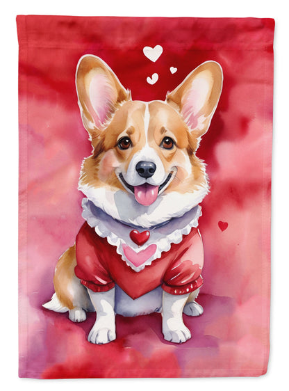 Corgi My Valentine House Flag-0