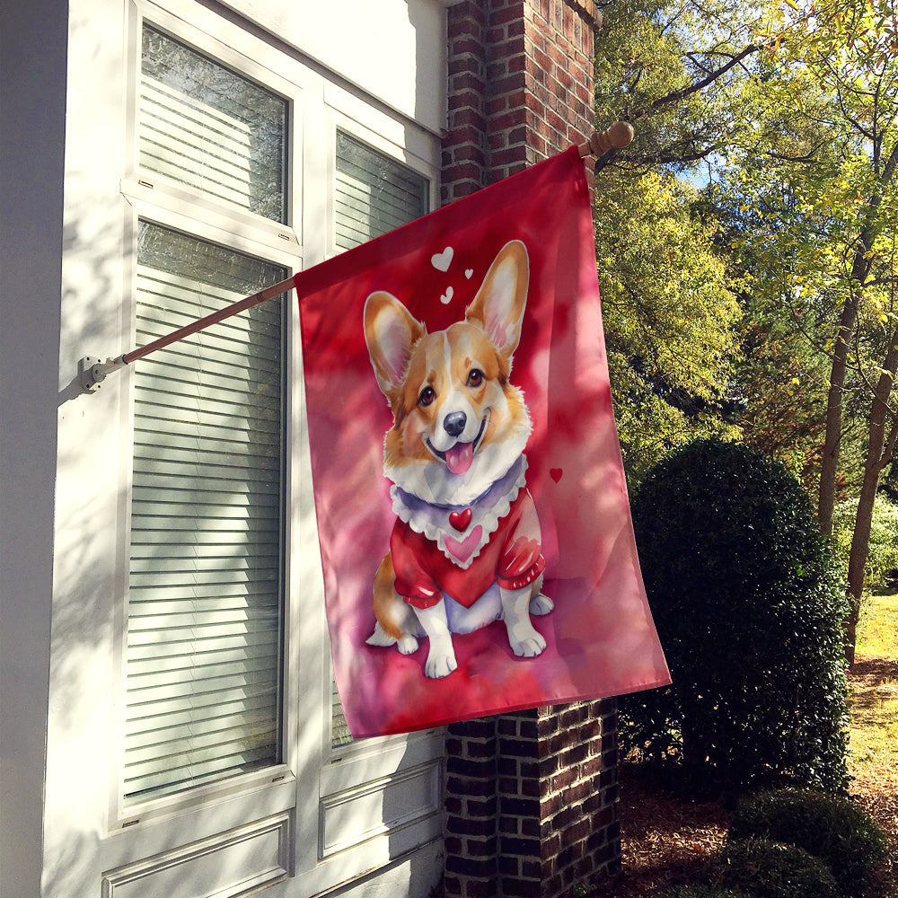 Corgi My Valentine House Flag-1