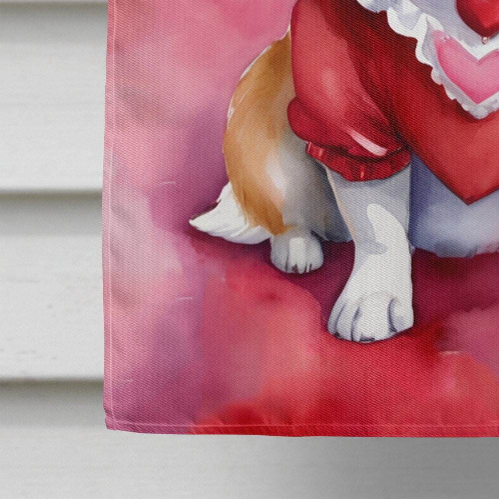 Corgi My Valentine House Flag-3