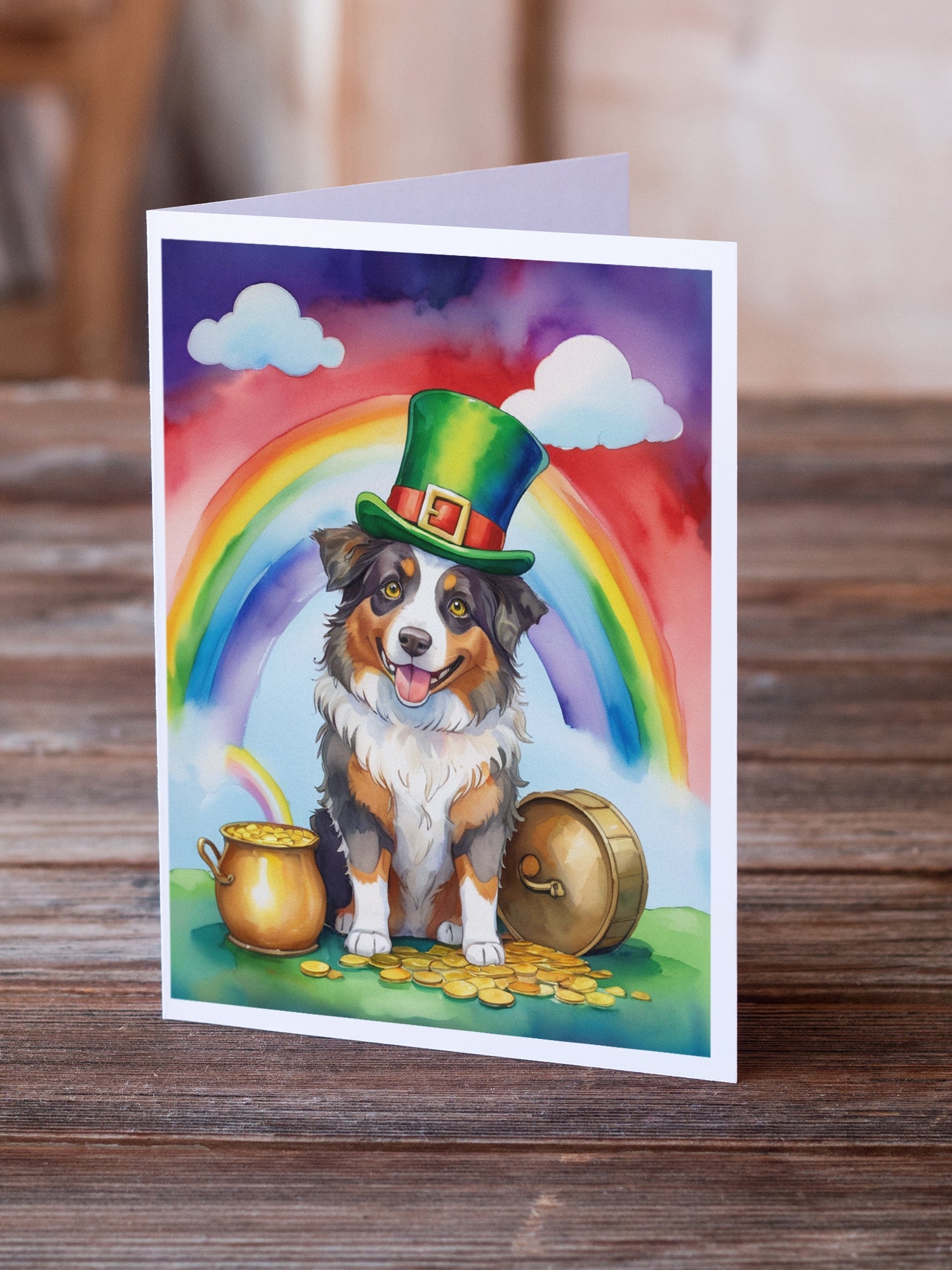 Australian Shepherd St Patrick's Day Greeting Cards Pack of 8-1