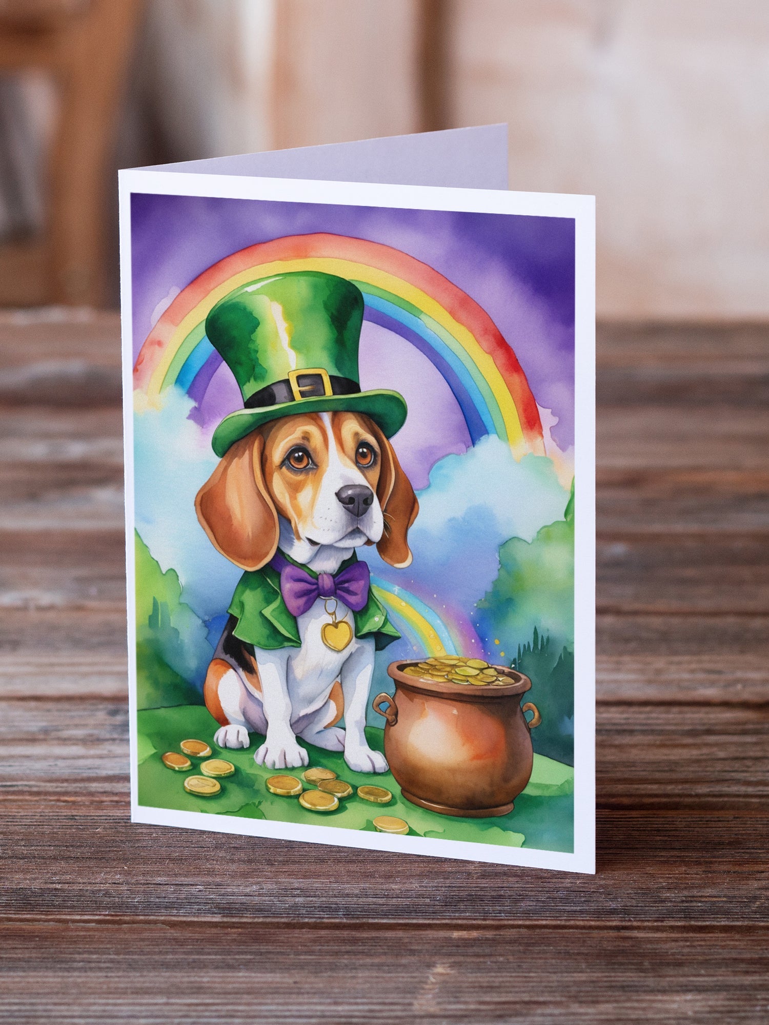 Beagle St Patrick's Day Greeting Cards Pack of 8-1