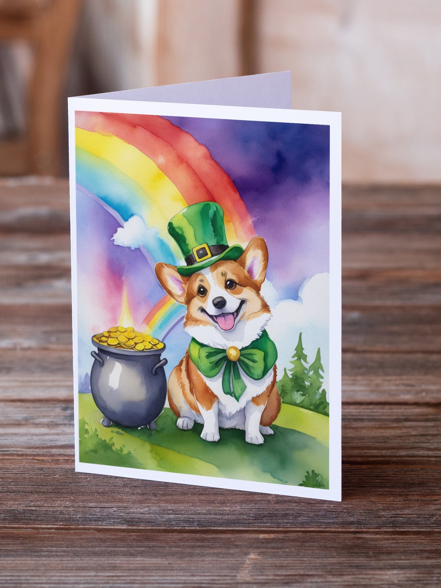 Corgi St Patrick's Day Greeting Cards Pack of 8-1