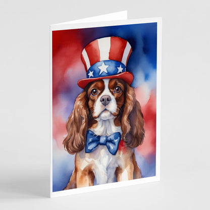 Cavalier Spaniel Patriotic American Greeting Cards Pack of 8-0