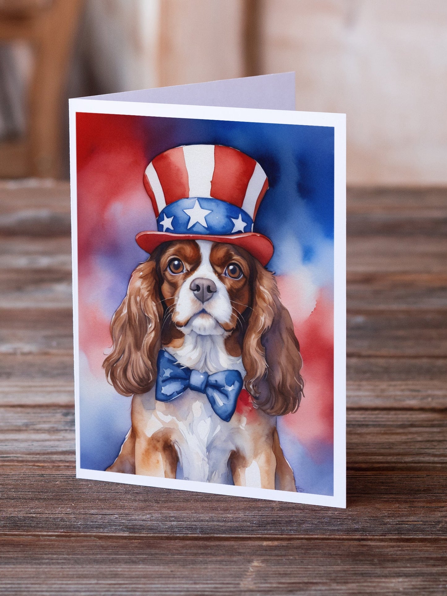 Cavalier Spaniel Patriotic American Greeting Cards Pack of 8-1