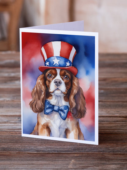 Cavalier Spaniel Patriotic American Greeting Cards Pack of 8-1