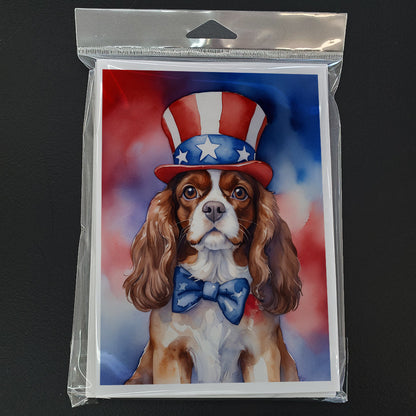 Cavalier Spaniel Patriotic American Greeting Cards Pack of 8-2