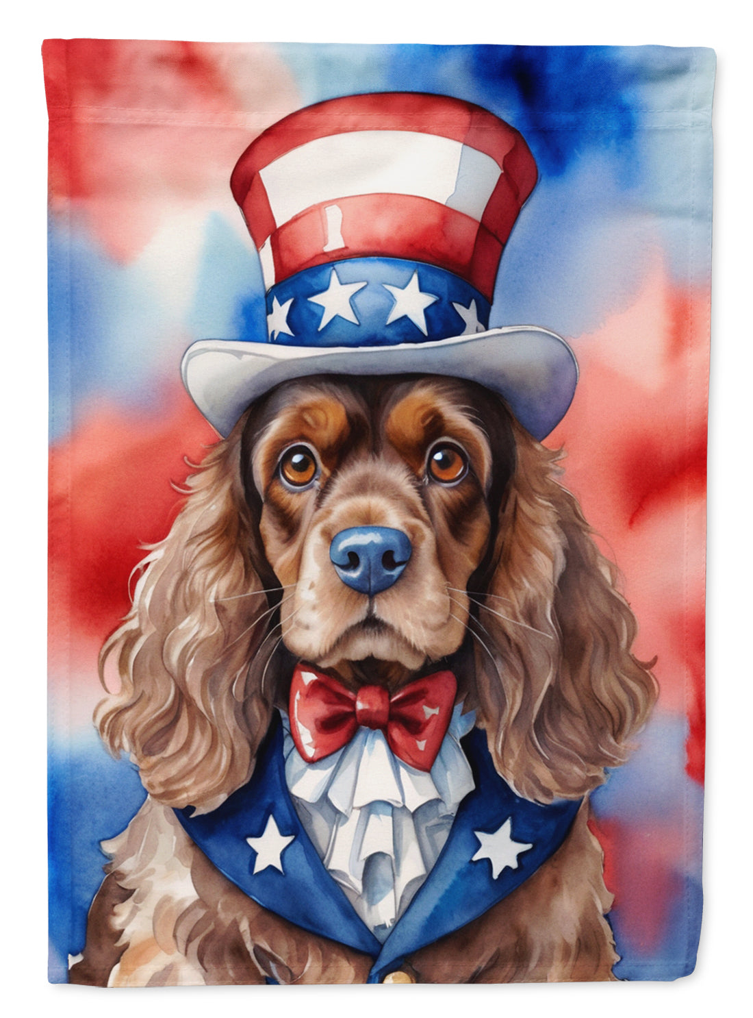 Cocker Spaniel Patriotic American House Flag-0