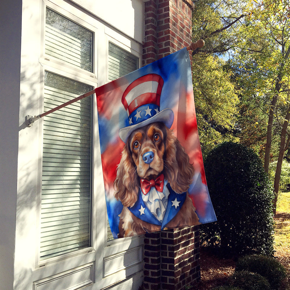 Cocker Spaniel Patriotic American House Flag-1