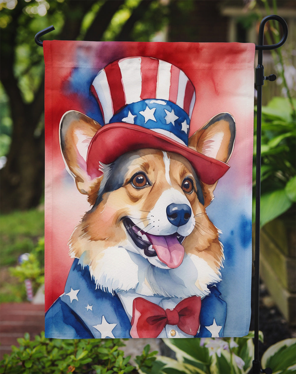 Corgi Patriotic American Garden Flag-2