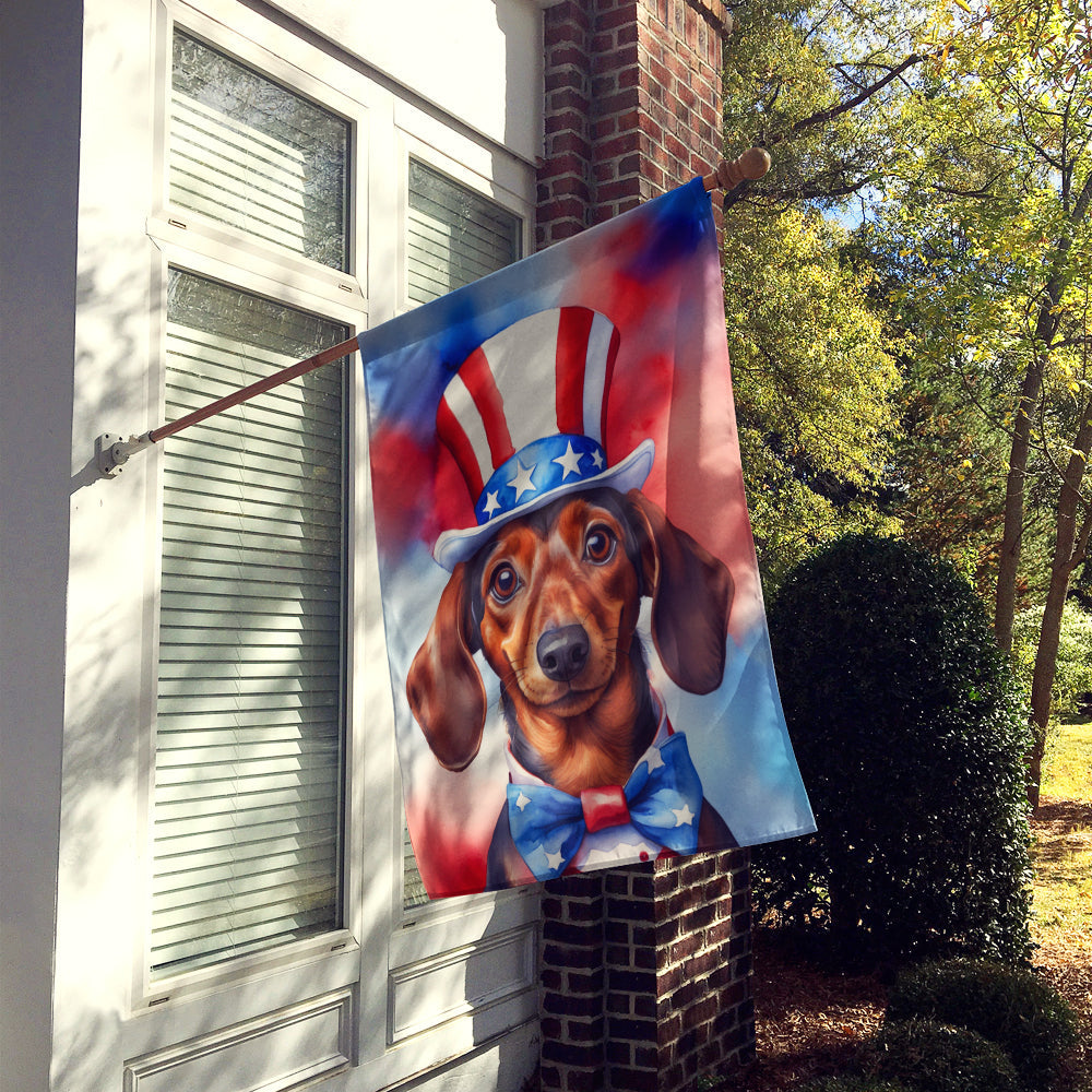 Dachshund Patriotic American House Flag-1