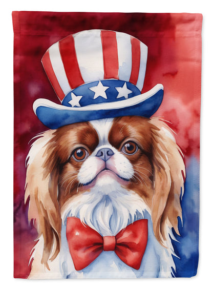 Japanese Chin Patriotic American Garden Flag-0