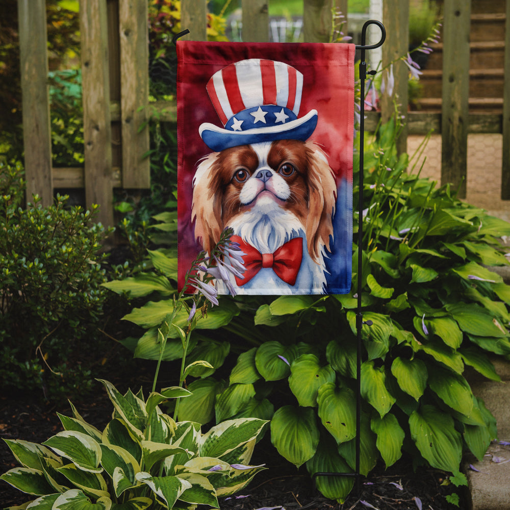 Japanese Chin Patriotic American Garden Flag-1