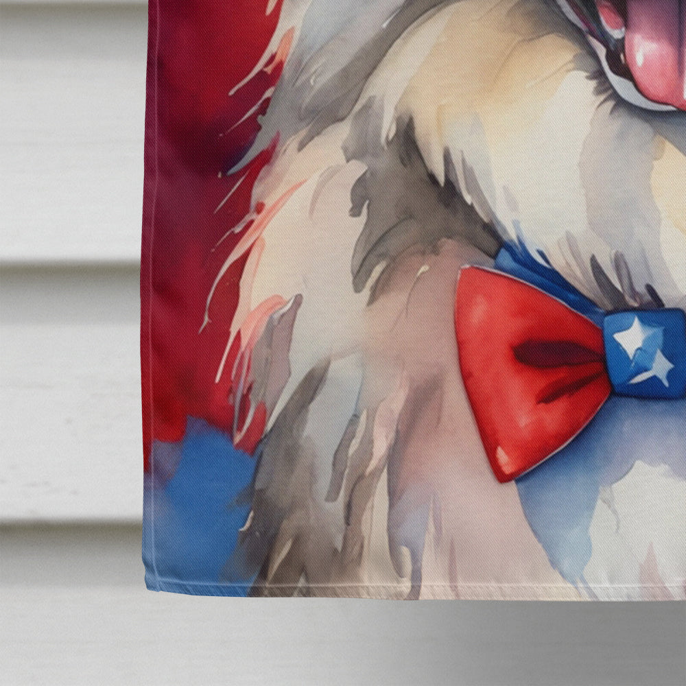 Keeshond Patriotic American House Flag-3