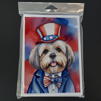 Lhasa Apso Patriotic American Greeting Cards Pack of 8-2