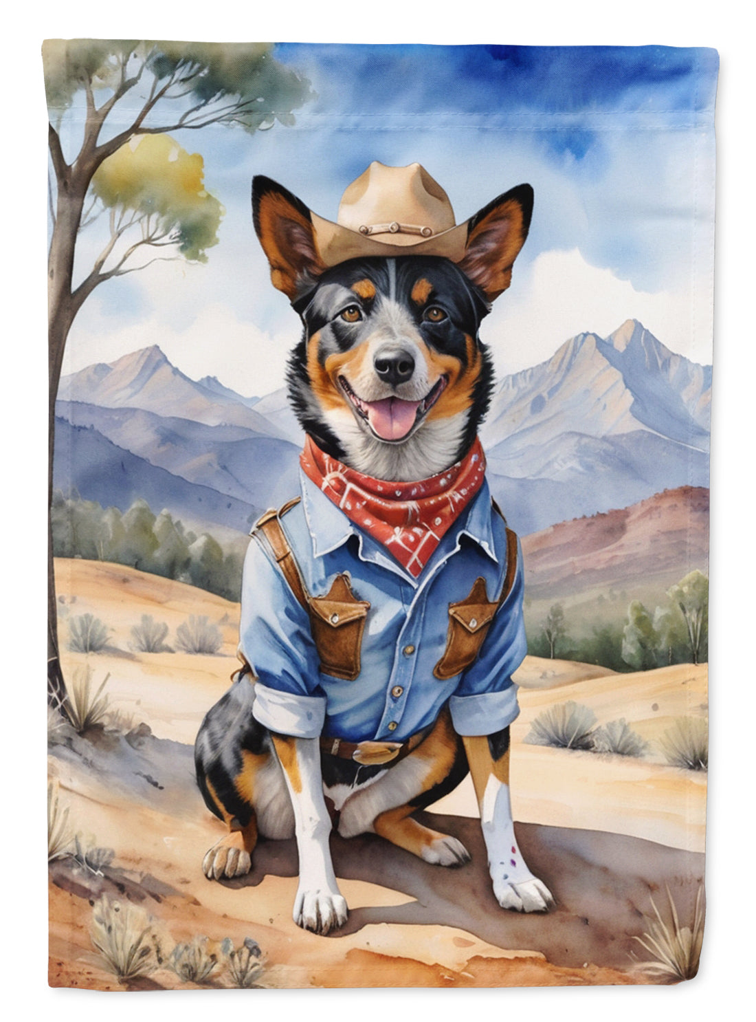 Australian Cattle Dog Cowboy Welcome House Flag-0