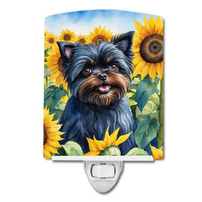 Affenpinscher in Sunflowers Ceramic Night Light-0