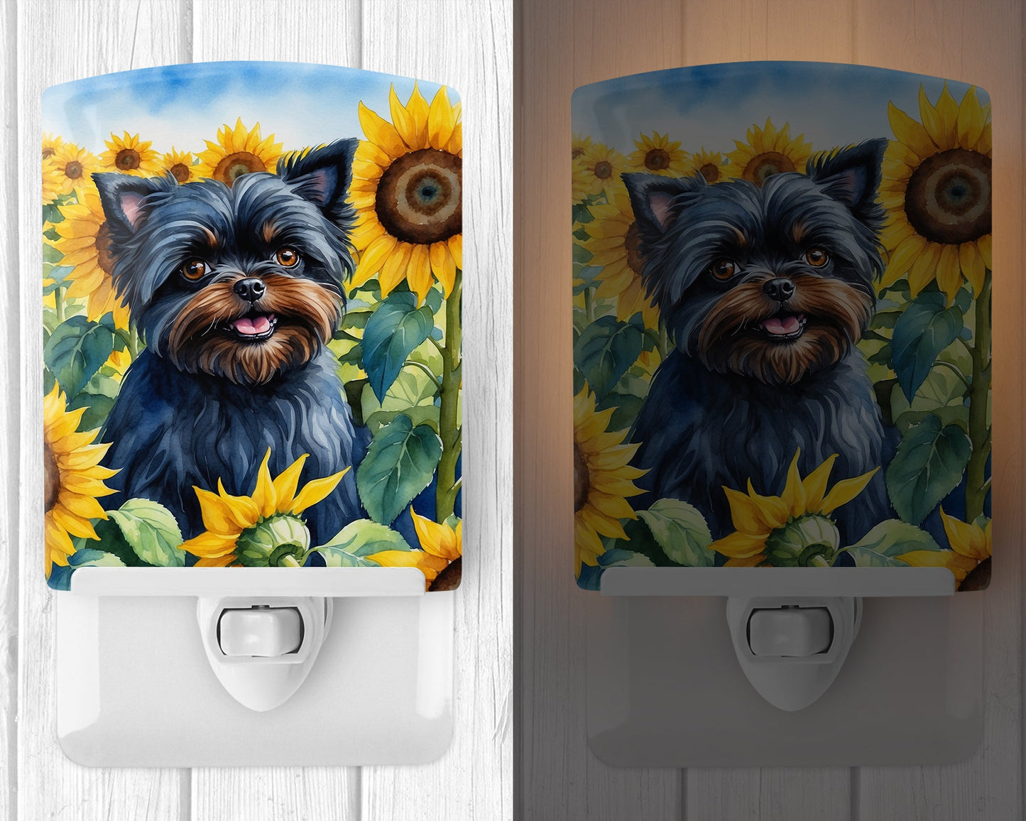 Affenpinscher in Sunflowers Ceramic Night Light-1