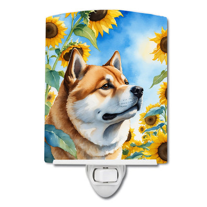 Akita in Sunflowers Ceramic Night Light-0