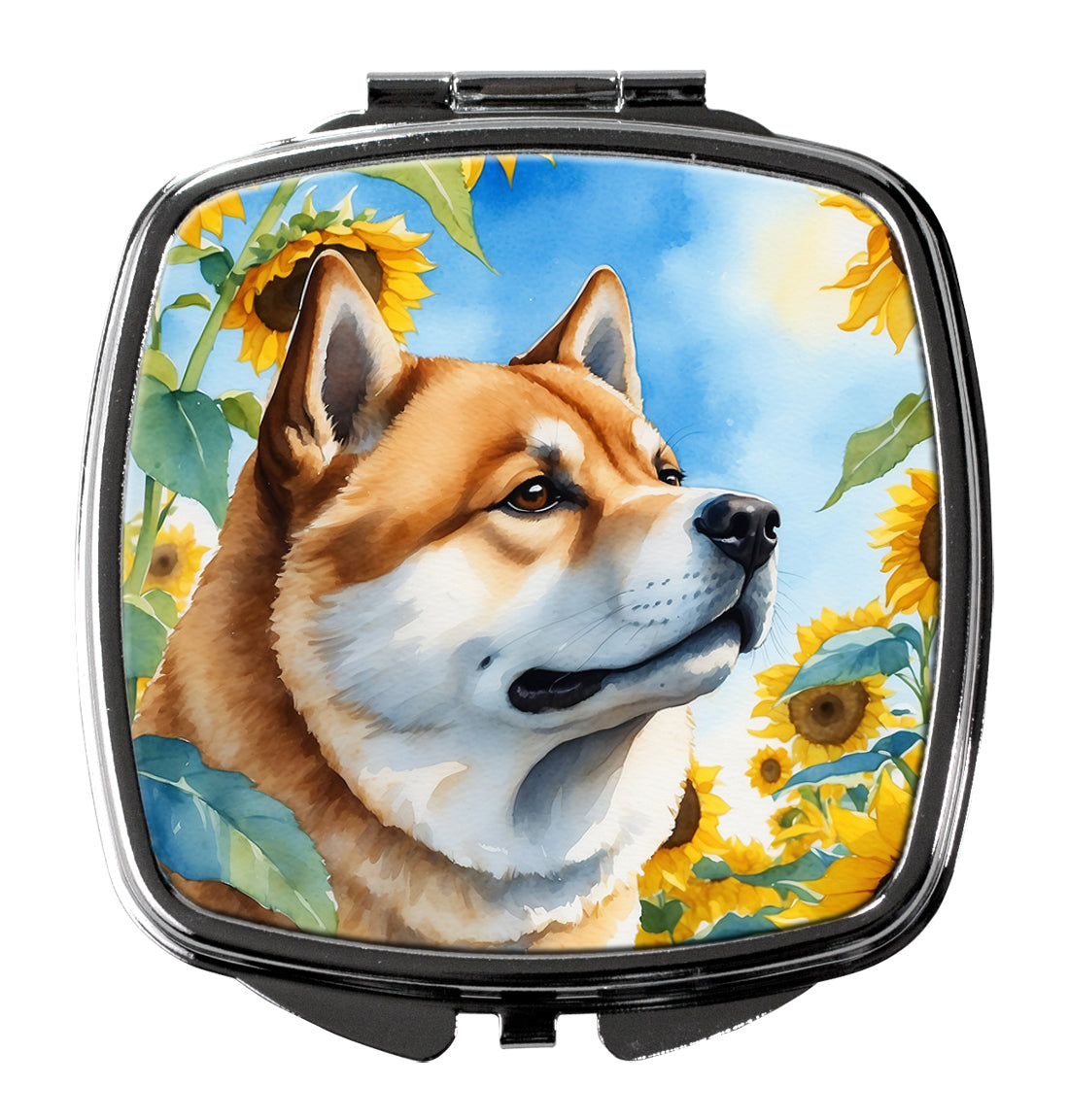 Akita in Sunflowers Compact Mirror-0