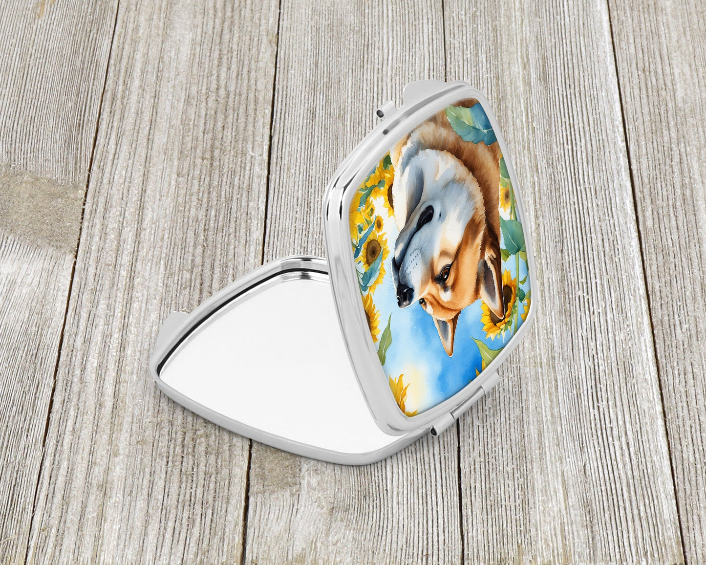 Akita in Sunflowers Compact Mirror-1