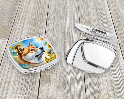 Akita in Sunflowers Compact Mirror-2