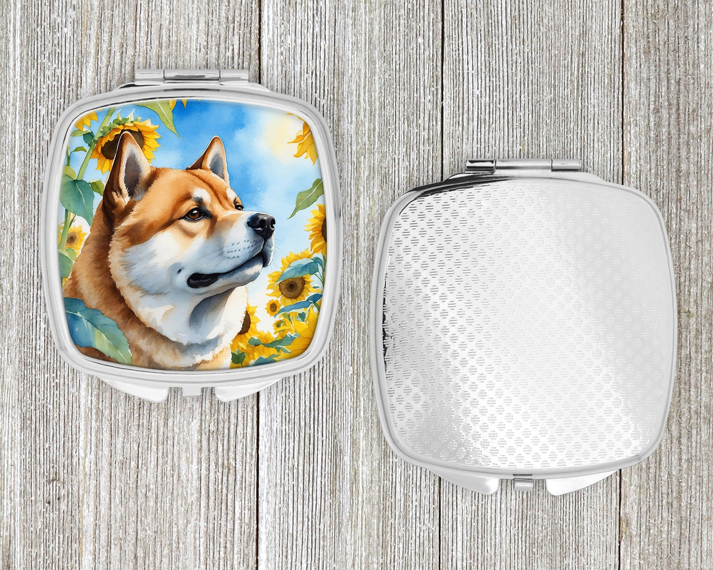 Akita in Sunflowers Compact Mirror-3