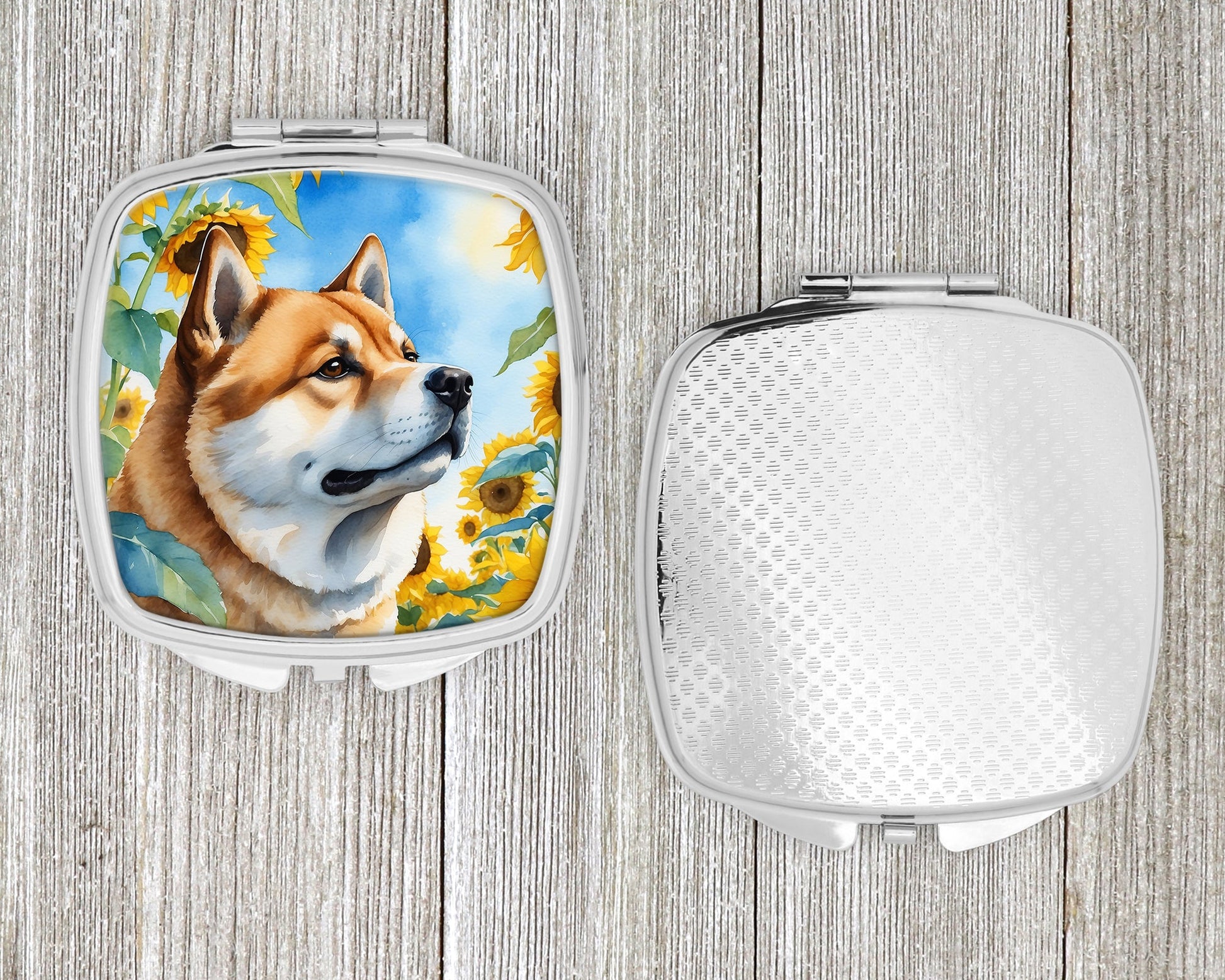 Akita in Sunflowers Compact Mirror-3