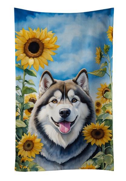 Alaskan Malamute in Sunflowers Kitchen Towel-0