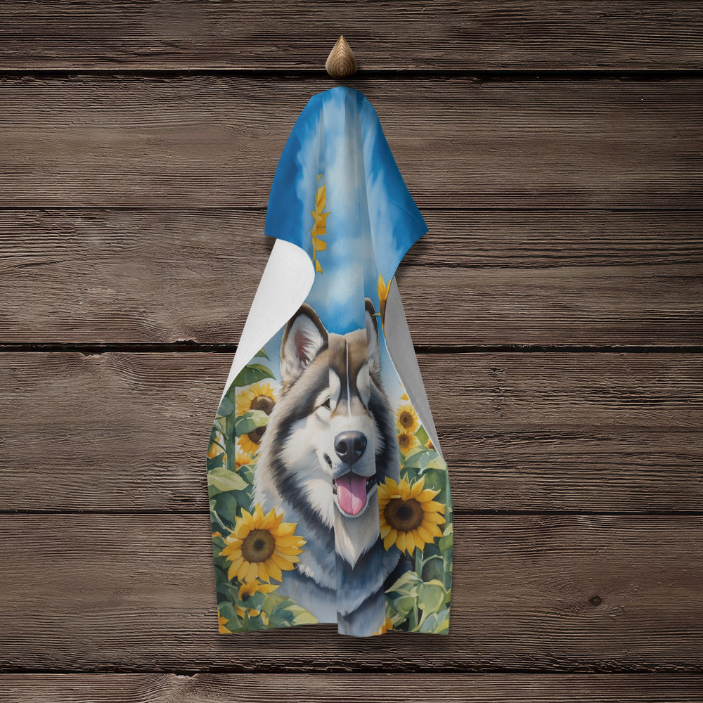 Alaskan Malamute in Sunflowers Kitchen Towel-3