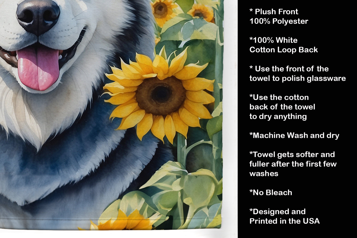 Alaskan Malamute in Sunflowers Kitchen Towel-4