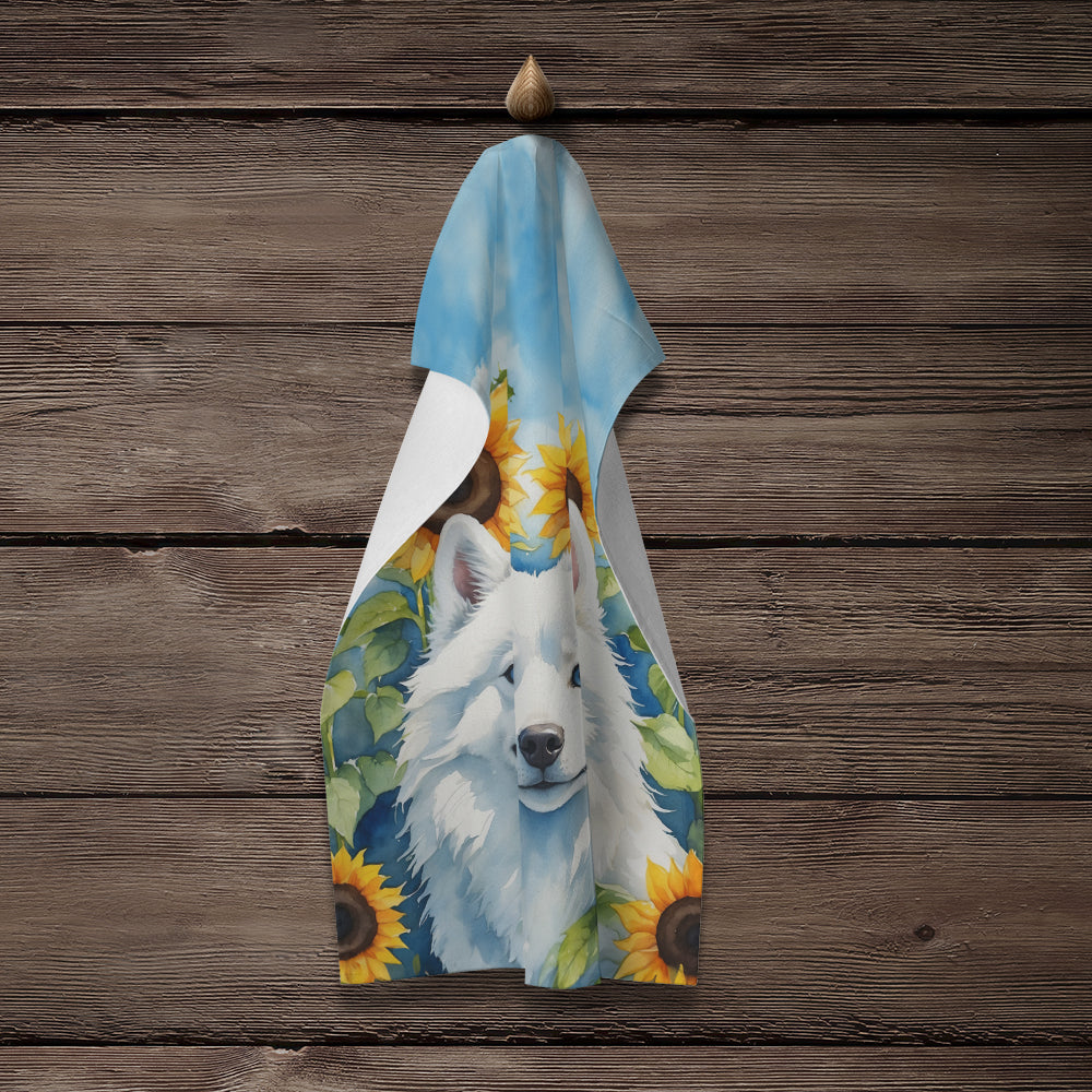 American Eskimo in Sunflowers Kitchen Towel-3