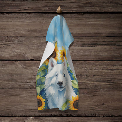 American Eskimo in Sunflowers Kitchen Towel-3