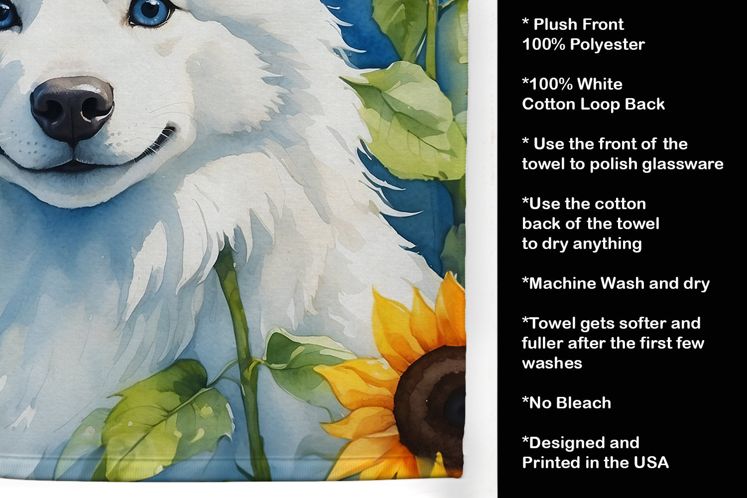 American Eskimo in Sunflowers Kitchen Towel-4