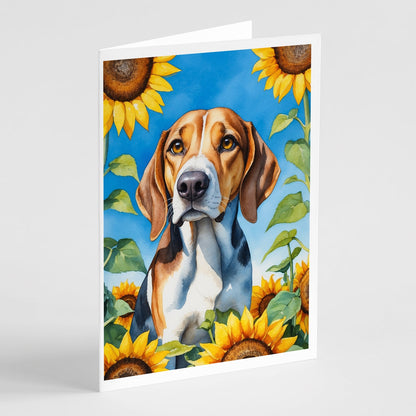 American Foxhound in Sunflowers Greeting Cards Pack of 8-0