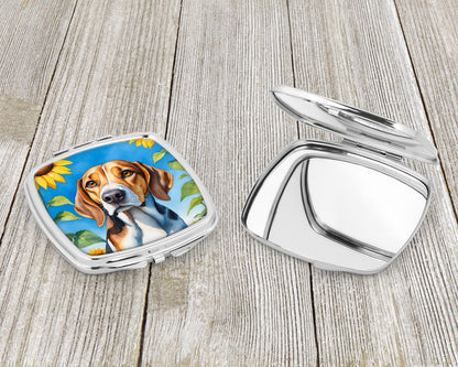 American Foxhound in Sunflowers Compact Mirror-2