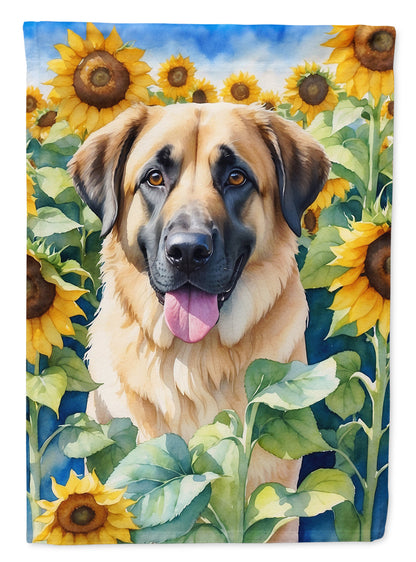 Anatolian Shepherd in Sunflowers House Flag-0